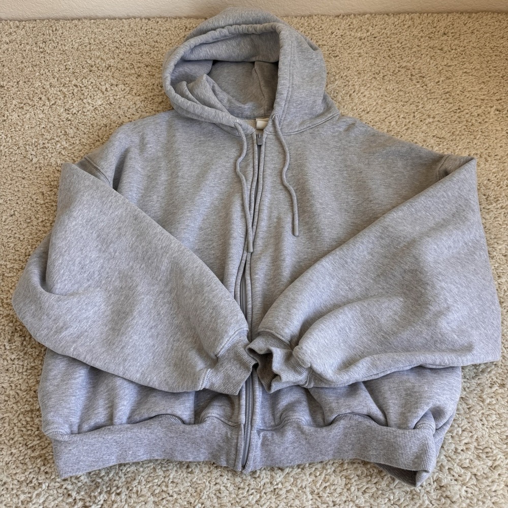 Aritzia Sweatfleece Mega Fit Zip Hoodie Gray Fleece Lined Oversized Women's L